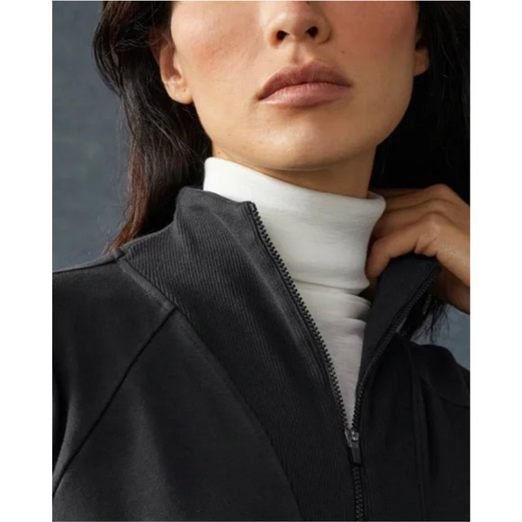 AMERICAN GIANT Mini Moto Dress Black 1/4 Zip Sweatshirt Mock Neck Sporty - Picture 4 of 11